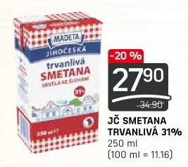 Smetana ke šlehání trvanlivá Jihočeská Madeta 31%