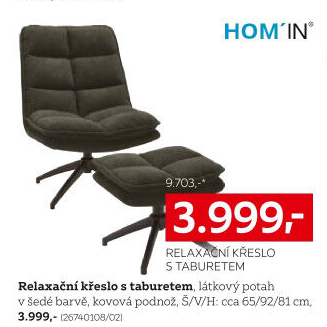 RELAXAČNÍ KŘESLO S TABURETEM