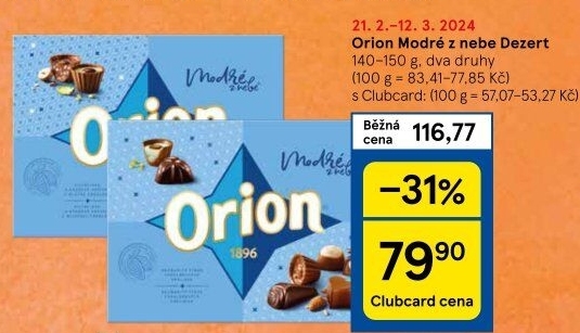 Bonboniéra Modré z nebe Orion