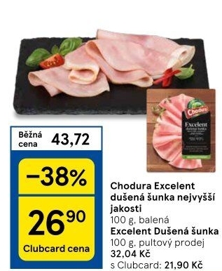 Dušená šunka nejvyšší jakosti Excelent Beskydské uzeniny Chodura