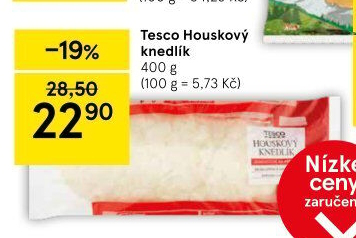 Knedlík houskový Tesco
