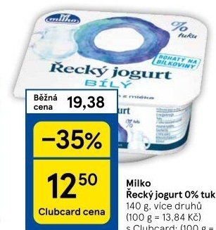 Ochucený jogurt řecký 0% Milko