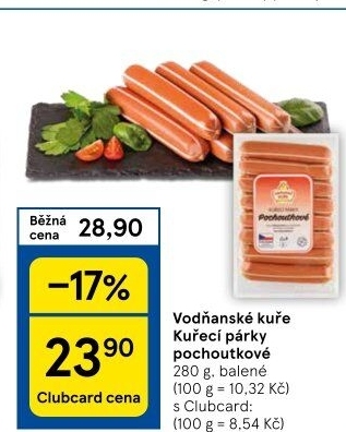 Párky kuřecí pochoutkové Vodňanské kuře