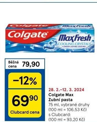 Pasty na zuby Max Colgate
