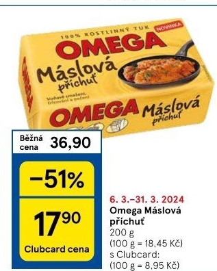 Tuk s máslovou příchutí Omega