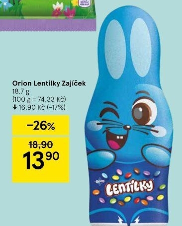 Čokoládový zajíc s lentilkami Orion