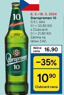 Pivo světlé výčepní 10° Staropramen
