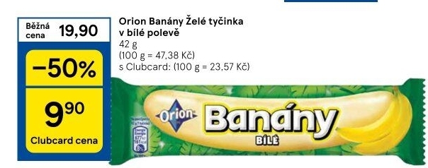 Tyčinka Banány v čokoládě Orion