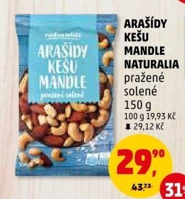 Arašídy, kešu a mandle pražené Naturalia