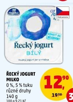 Bílý jogurt řecký 0% Milko