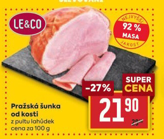 Šunka pražská od kosti nejvyšší jakosti LE&amp