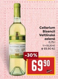 Víno Veltlínské zelené Cellarium Bisencii Zámecké vinařství Bzenec