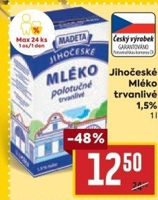 Mléko trvanlivé Jihočeské Madeta - 1,5% polotučné