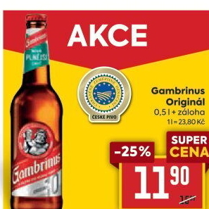 Pivo světlé výčepní Originál 10° Gambrinus