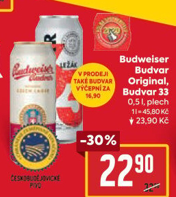 Pivo světlý ležák Original Budweiser Budvar