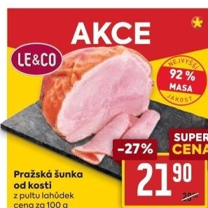 Šunka pražská od kosti nejvyšší jakosti LE&amp