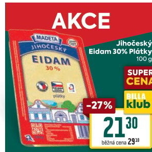 Sýr Eidam Jihočeský 30% Madeta