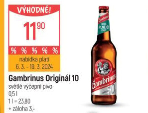 Pivo světlé výčepní Originál 10° Gambrinus