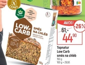 Směs na chléb bez lepku Low Carb Topnatur