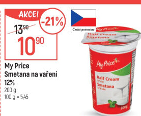 Smetana na vaření My Price 12%
