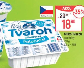 Tvaroh polotučný z Poděbrad Milko