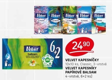 Kapesníčky papírové 3vrstvé Velvet