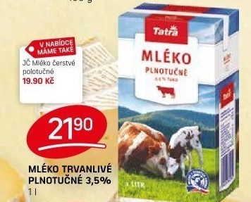 Mléko trvanlivé Tatra - 3,5% plnotučné