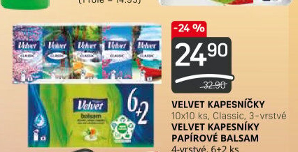 Kapesníčky papírové 3vrstvé Velvet
