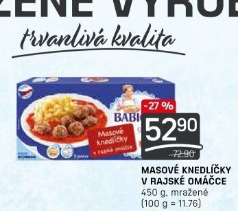 Knedlíčky masové v rajské omáčce mražené Dobroty babičky Kláry