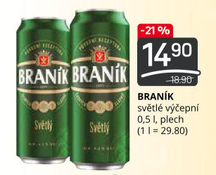 Pivo světlé výčepní 10° Braník