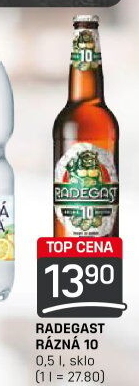 Pivo světlé výčepní Rázná 10° Radegast