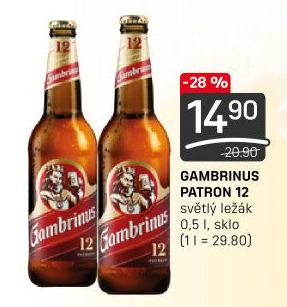 Pivo světlý ležák 12° Patron Gambrinus
