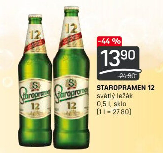 Pivo světlý ležák 12° Staropramen