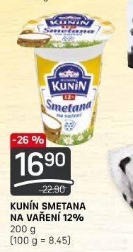 Smetana na vaření Mlékárna Kunín 12%