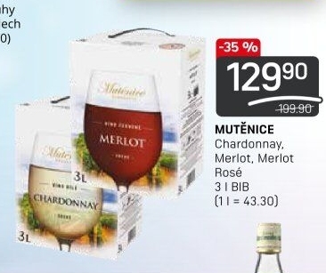 Víno Chardonnay Vinařství Mutěnice - bag in box