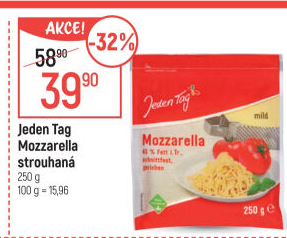 Sýr Mozzarella strouhaná Jeden Tag
