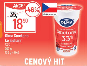 Smetana ke šlehání Olma 33%
