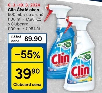 Čističe oken Clin