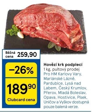 Hovězí přední bez kosti - krk podplečí
