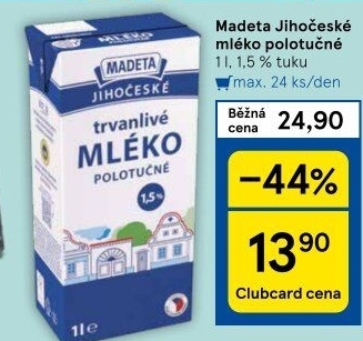 Mléko trvanlivé Jihočeské Madeta - 1,5% polotučné