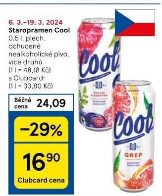 Nealkoholické pivo ochucené Staropramen Cool