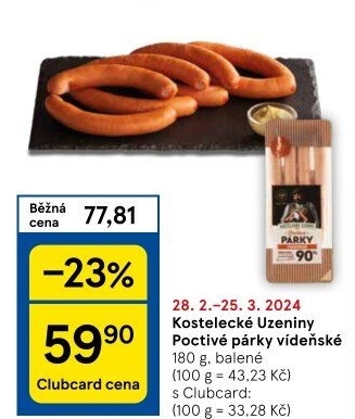 Párky vídeňské poctivé Kostelecké uzeniny