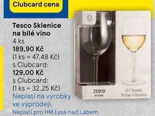 Sklenice na bílé víno Tesco