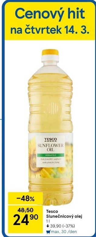 Slunečnicový olej Tesco
