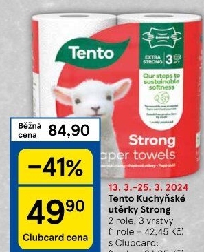 Utěrky kuchyňské 3vrstvé Strong Tento