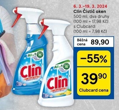 Čističe oken Clin