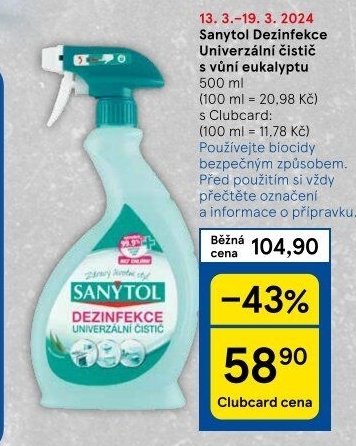 Dezinfekční univerzální čistič ve spreji Sanytol