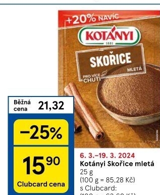 Koření Skořice mletá Kotányi