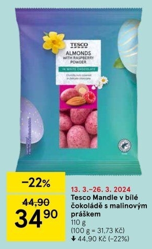 Mandle v čokoládě Tesco