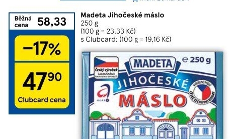 Máslo Jihočeské Madeta